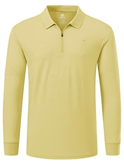 MoFiz Men's Golf Shirt 1/4-Zip Long Sleeve Polo Shirt Quick Dry Athletic Shirt Slim-Fit Hiking Shirts