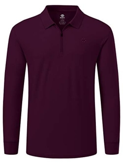 MoFiz Men's Golf Shirt 1/4-Zip Long Sleeve Polo Shirt Quick Dry Athletic Shirt Slim-Fit Hiking Shirts