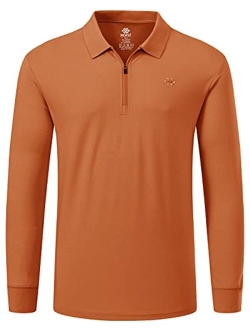 MoFiz Men's Golf Shirt 1/4-Zip Long Sleeve Polo Shirt Quick Dry Athletic Shirt Slim-Fit Hiking Shirts