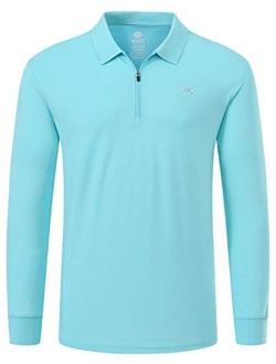 MoFiz Men's Golf Shirt 1/4-Zip Long Sleeve Polo Shirt Quick Dry Athletic Shirt Slim-Fit Hiking Shirts