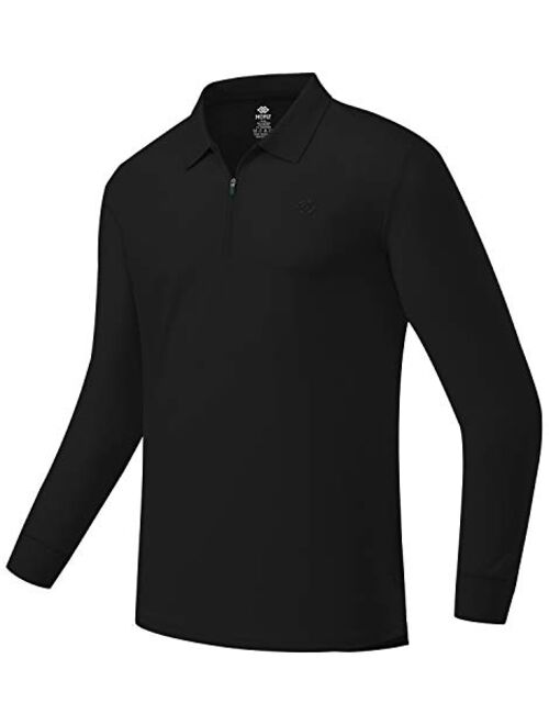 MoFiz Men's Golf Shirt 1/4-Zip Long Sleeve Polo Shirt Quick Dry Athletic Shirt Slim-Fit Hiking Shirts