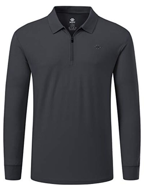 MoFiz Men's Golf Shirt 1/4-Zip Long Sleeve Polo Shirt Quick Dry Athletic Shirt Slim-Fit Hiking Shirts