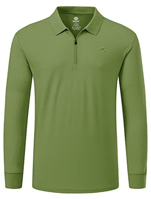 MoFiz Men's Golf Shirt 1/4-Zip Long Sleeve Polo Shirt Quick Dry Athletic Shirt Slim-Fit Hiking Shirts