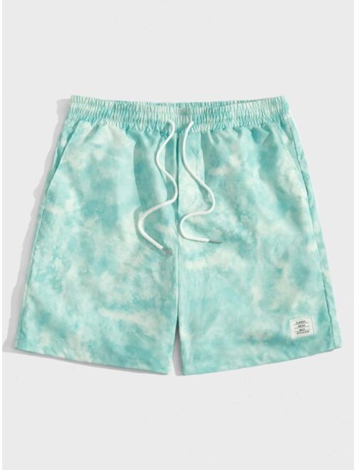 SHEIN Men Tie Dye Patch Pocket Shorts