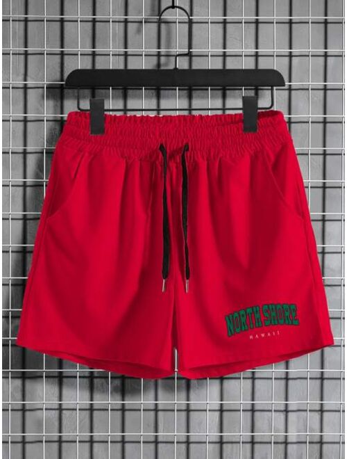 Shein Men Letter Graphic Drawstring Waist Shorts