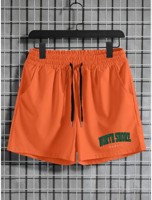 Shein Men Letter Graphic Drawstring Waist Shorts