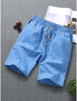 Men Allover Print Drawstring Shorts