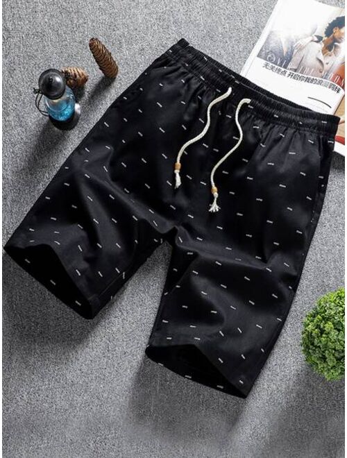 Shein Men Allover Print Drawstring Shorts