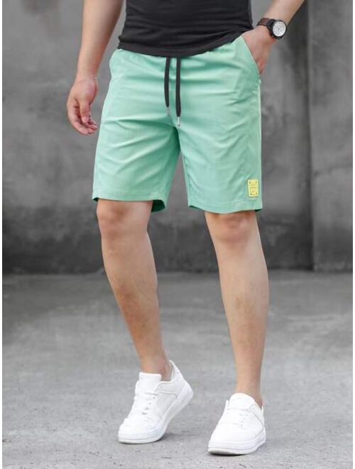 Shein Men Letter Patched Drawstring Waist Shorts