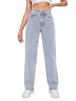 Women's Cow Print High Waist Wide Leg Jeans Casual Long Denim Pants