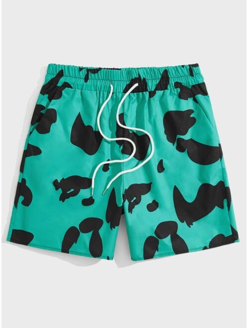 ROMWE Guys All Over Print Drawstring Shorts