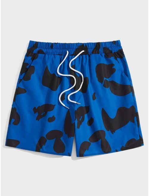 ROMWE Guys All Over Print Drawstring Shorts