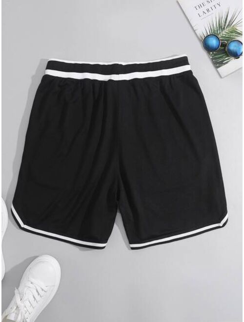 Shein Men Letter Graphic Striped Trim Drawstring Waist Shorts