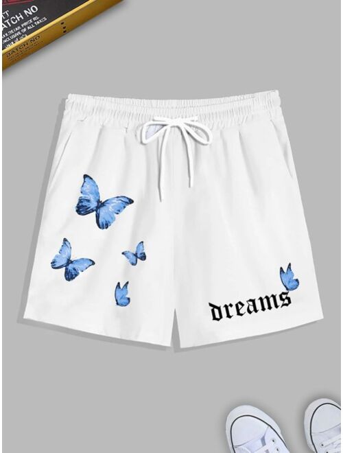 Shein Men Butterfly Letter Graphic Shorts