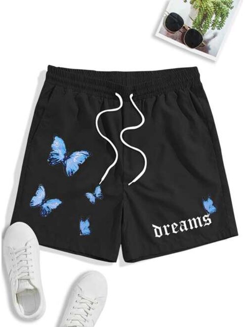 Shein Men Butterfly Letter Graphic Shorts