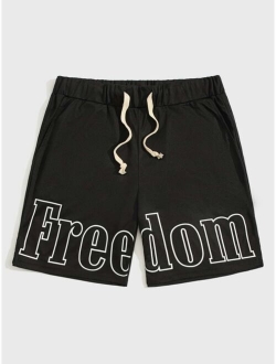 Men Letter Graphic Track Shorts