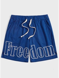 Men Letter Graphic Track Shorts