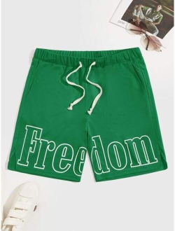 Men Letter Graphic Track Shorts