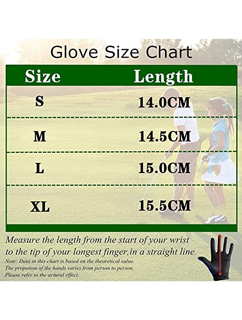 Finger Ten Kids Golf Gloves Boys Girls Left Right Hand Breathable Value 2 Pack Gift Set for Junior Youth Toddler White Black Green