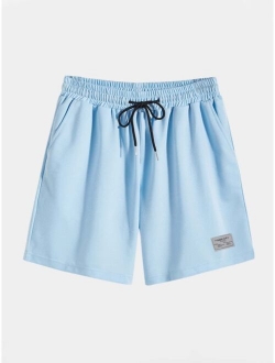 Men Patched Detail Drawstring Track Shorts