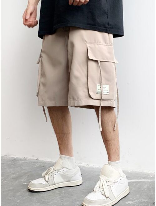 Shein Men Flap Pocket Letter Patched Cargo Shorts