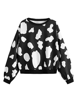 Women's Long Sleeve Letter Graphic Drop Shoulder Pullover Sweatshirt Top