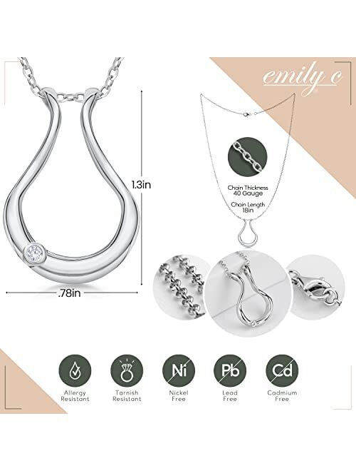 Emily C Original Patented Ring Holder Necklace - Sterling Silver Necklace Ring Holder - Women & Men Wedding Ring Holder Necklace - Women & Men Engagement Ring Necklace Ho