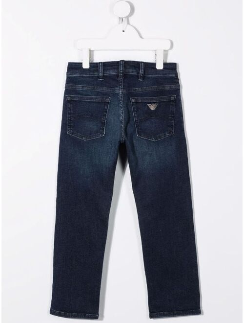 Emporio Armani Kids logo-plaque straight-leg jeans