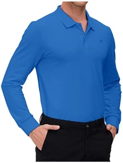 MoFiz Men's Golf Shirt Long Sleeve Golf Polo Classic-fit Polo Quick-Dry Athletic Shirt