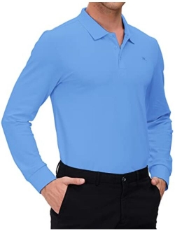 MoFiz Men's Golf Shirt Long Sleeve Golf Polo Classic-fit Polo Quick-Dry Athletic Shirt