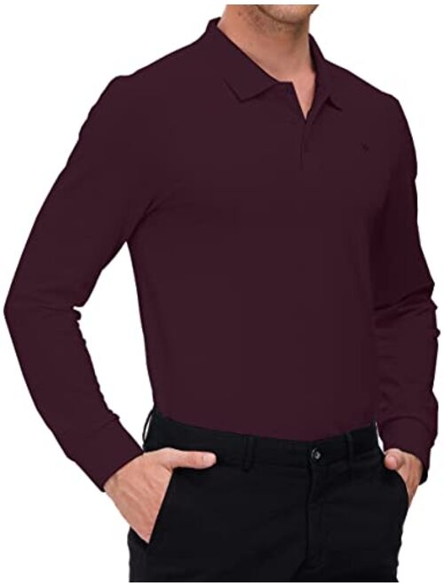 MoFiz Men's Golf Shirt Long Sleeve Golf Polo Classic-fit Polo Quick-Dry Athletic Shirt