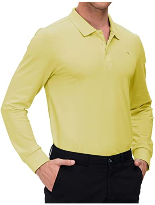 MoFiz Men's Golf Shirt Long Sleeve Golf Polo Classic-fit Polo Quick-Dry Athletic Shirt