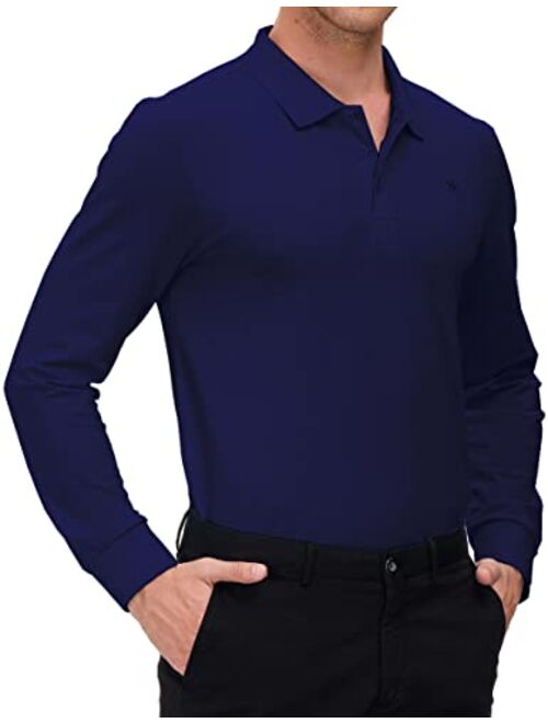 MoFiz Men's Golf Shirt Long Sleeve Golf Polo Classic-fit Polo Quick-Dry Athletic Shirt