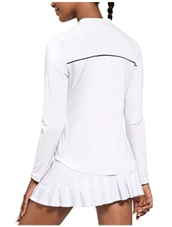 Women's Long Sleeve Tennis Golf Shirts UPF 50  1/4 Zip Quick Dry Active Tops