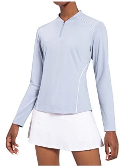 Women's Long Sleeve Tennis Golf Shirts UPF 50  1/4 Zip Quick Dry Active Tops