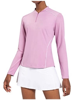 Women's Long Sleeve Tennis Golf Shirts UPF 50  1/4 Zip Quick Dry Active Tops