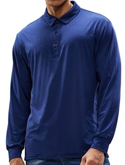 MIER Men's Long Sleeve Collared Shirts Golf Polo Quick Dry Athletic T-Shirts, UV Sun Protection & Super Soft