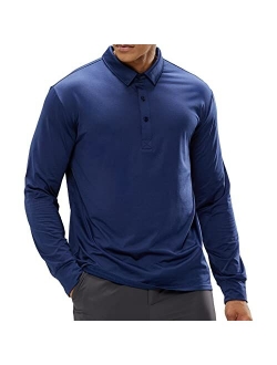 MIER Men's Long Sleeve Collared Shirts Golf Polo Quick Dry Athletic T-Shirts, UV Sun Protection & Super Soft