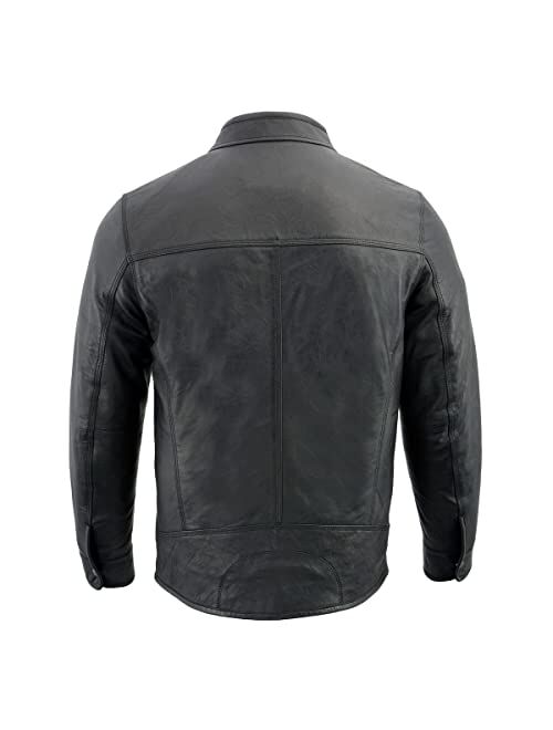 Milwaukee Leather SFM1866 Men's Classic Black Moto Leather Jacket with Zipper Front