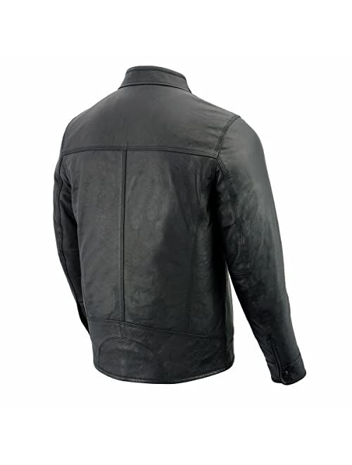 Milwaukee Leather SFM1866 Men's Classic Black Moto Leather Jacket with Zipper Front