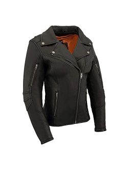 Milwaukee Leather MLL2581 Women's Black Leather Lightweight Long Length Vented Jacket