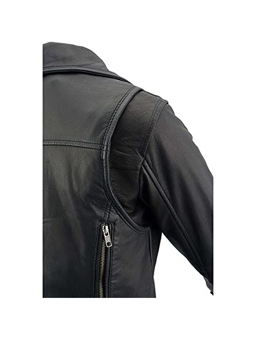 Milwaukee Leather MLL2581 Women's Black Leather Lightweight Long Length Vented Jacket