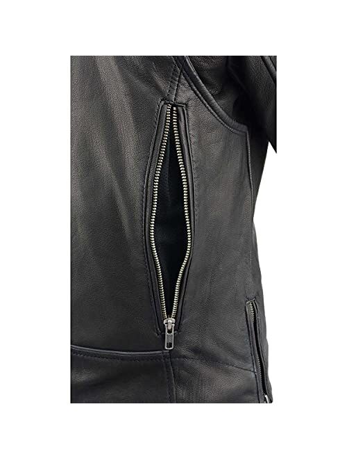 Milwaukee Leather MLL2581 Women's Black Leather Lightweight Long Length Vented Jacket