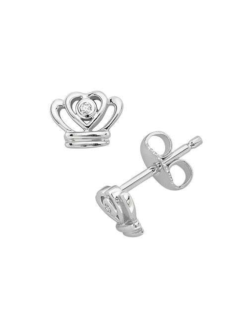 Little Diva Diamonds Sterling Silver Diamond Accent Crown Stud Earrings - Kids