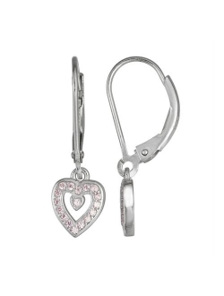 Junior Jewels Kids' Sterling Silver Cubic Zirconia Heart Drop Earrings