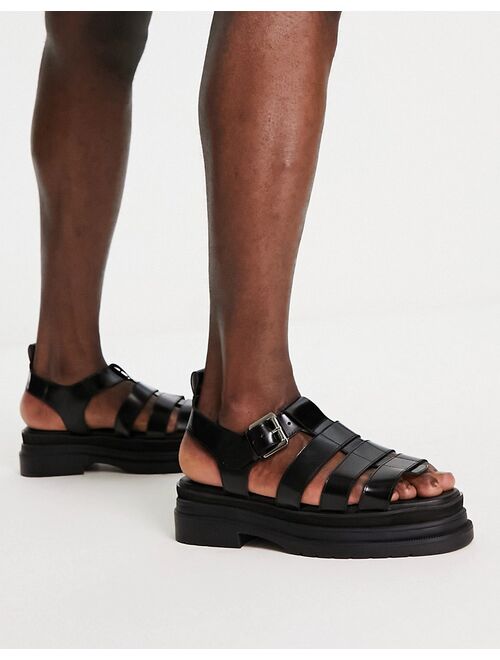 ASOS DESIGN chunky gladiator sandals in black leather