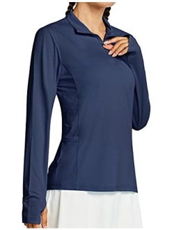 Libin Women's UPF 50+ Long Sleeve Golf Shirts Sun Protection Half-Zip SPF UV Tennis Shirts Running Hiking Outdoor Tops