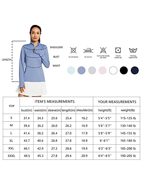 Libin Women's UPF 50+ Long Sleeve Golf Shirts Sun Protection Half-Zip SPF UV Tennis Shirts Running Hiking Outdoor Tops