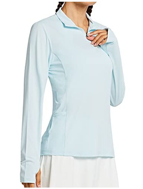 Libin Women's UPF 50+ Long Sleeve Golf Shirts Sun Protection Half-Zip SPF UV Tennis Shirts Running Hiking Outdoor Tops