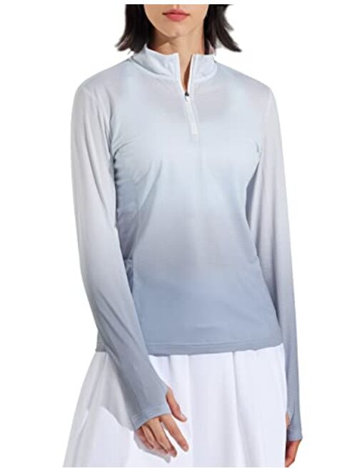 Libin Women's UPF 50+ Long Sleeve Golf Shirts Sun Protection Half-Zip SPF UV Tennis Shirts Running Hiking Outdoor Tops